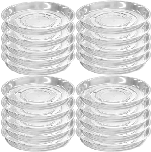 20 Packs 20 Inches Extra-Large Clear Plant Saucers for Indoor Outdoor Use Heavy Duty Plastic Plant Trays for Planter Bulk Flower Pot Drip Trays to Catch Water, 4 to 20 Inch by Planterhoma