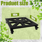 16'' Heavy Duty Plant Caddy with Wheels Square Plant Dolly with Lockable Casters Pot Mover Rollers 440 Lbs Metal Rolling Plants Stand Suitable for Indoor Outdoor Pots Black - Image 2
