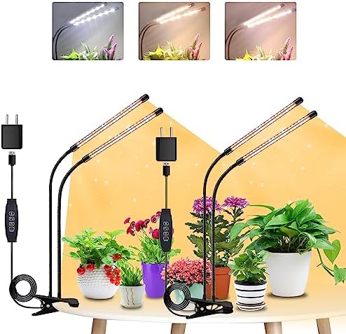Grow Lights for Indoor Plants, Full Spectrum Dual-Head Clip Plant Lights by SDOVUERC