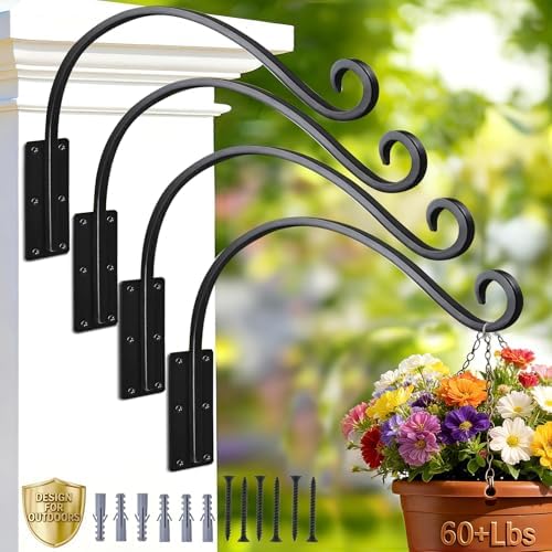 Heavy Duty 16 Inch Plant Hangers Bracket Outdoor 4 Pack Hanging Plant Hook by GESTONE