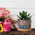 Bright and Chinoiserie Ceramic Planter Coral Peony Floral Snake Plant Live Indoor with Pot with Drainage Holes and Saucers Pot for Succulents Cactus Garden Windowsill - Image 5