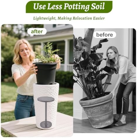 2-Piece Adjustable Plant Stand Risers for Inside Pots - Universal 7.5"-12" Height Pot Fillers for Large Tall Planters, Fits 6/8/10" Base OR Top (Square/Round/Taper) - Image 6