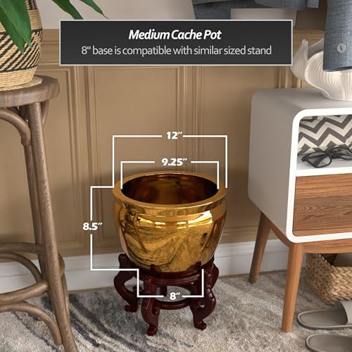 Red Lantern 12" Solid Gold Porcelain Fishbowl - Image 4