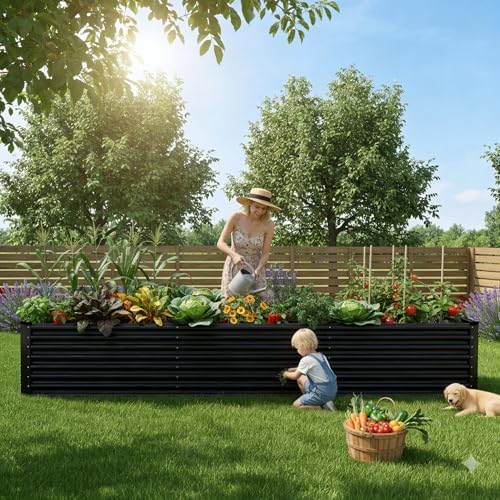 12x2x2ft Raised Garden Beds Outdoor Kit, Galvanized Planter Garden Boxes Outdoor, Metal Raised Garden Beds for Vegetables,Fruits,Herb,Flower,Black - Image 2