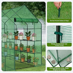 Outvita Walk-in Greenhouse, 3 Tiers 12 Shelves, Durable PE, 56"x85"x77" - Image 5