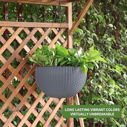 Dexceder 13.5 Inch Self Watering Hanging Planter (Gray) - Image 6