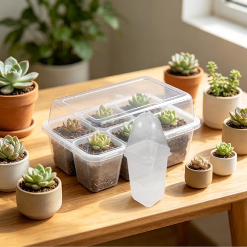 VICASKY Nursery Pot Plastic with Humidity Dome 12pcs Self Watering - Image 7