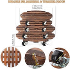 4 Pack Plant Caddy with 5 Wheels, Wood Rolling Plant Stand 220 LB Heavy Duty, Plant Dolly with Metal 360° Lockable Caster Wheels for Outdoor Indoor Large Plant Pots, Flower Pot, Patio (14"+14"+12"+12") - Image 4