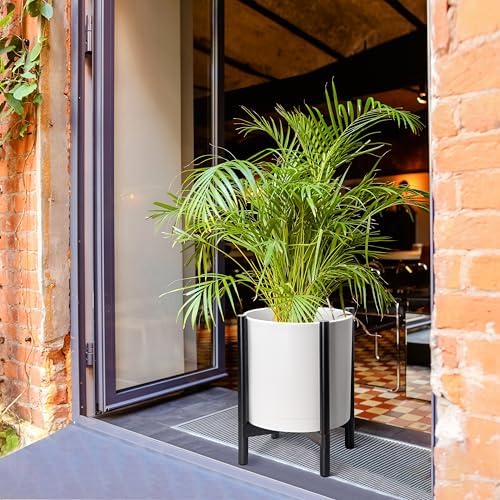 D'vine Dev Plastic Pot with Ebony Wood Stand, White, 16 in, 55-C-Z-1 - Image 4