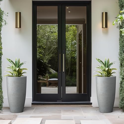 Kante Set of 2 Pale Gray Concrete Round Planters 23.6" Tall Home & Outdoor - Image 6