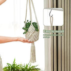 Hanging Planter with Patterns,4Packs Macrame Plant Hangers Indoor Macrame for up to 8 inch Pot Crochet Boho Plant Hanger Holder for Indoor Outdoor with 4 Stainless Steel Hooks (4Pcs White Colors) - Image 7