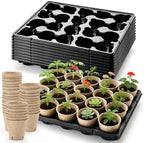 RooTrimmer 3.15 Inch Peat Pots 200 Pcs with 10 Pack 20 Cell Seed Starter Trays, Biodegradable Nursery Pots with Drainage Holes, Reusable Seedling Trays for Vegetable Flower Germination Indoor Outdoor by RooTrimmer