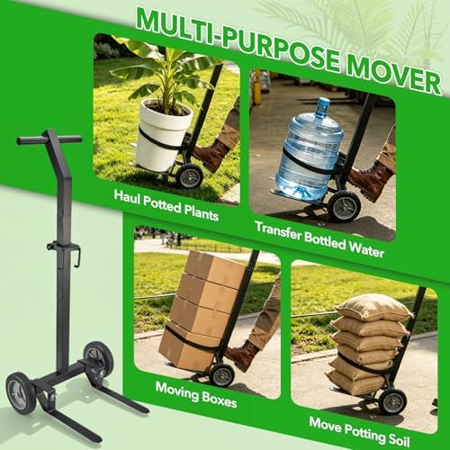 Garden Pot Mover Heavy Duty 175 LBS Plant Mover Cart with Adjustable Grabbing Arm, Strap & Suction Cups, Plant Caddy with Wheels for Indoor Outdoor Planters - Image 3