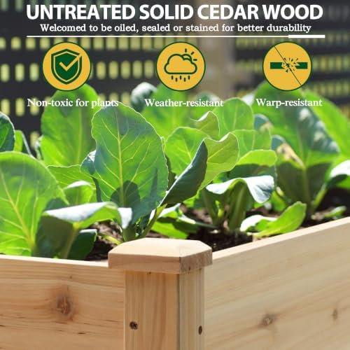 Yardenaler 48x24x30in Raised Garden Bed with Legs, Outdoor Elevated Wood Planted Box with Liner & Drainage Hole for Vegetable Flower, Backyard and Patio, Natural - Image 5
