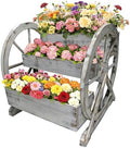 NestNature Wooden Wagon Planter Box|Raised Garden Bed W/Wheels for Plants by NestNature