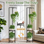LASZOLA Hanging Plant Stand Shelf Indoor Tall, Corner 2 Tier Black 61 In - Image 5