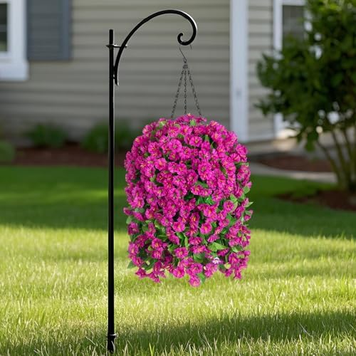 Ammyoo Artificial Faux Hanging Flowers Basket for Spring Outdoor Decor - Image 6