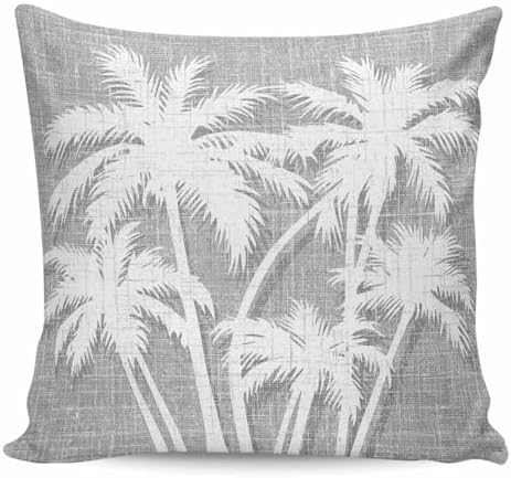 Throw Pillow 16x16 Inch, Coastal Palm Tree Waterproof Outdoor Pillow Covers for Patio with Insert, Tropical Plants Botanical Vintage Gray Decorative Pillowcase Cushion for Couch, Sofa, Bed, Garden by Unknown