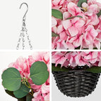 Hollyone Pink Hydrangea Artificial Hanging Flowers with Basket for Outdoor, UV Resistant Large Faux Hanging Flowers Plants in Pot for Garden Yard Balcony Porch Home Indoor Outdoor Decor - Image 3