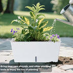 Window Box Planter 6 Pcs, 16.5 Inches Self Watering Rectangle Flower Plant Pots with Drainage Holes Trays, Vegetable Planters for Windowsill Patio Garden Balcony Porch Yard (White) - Image 6