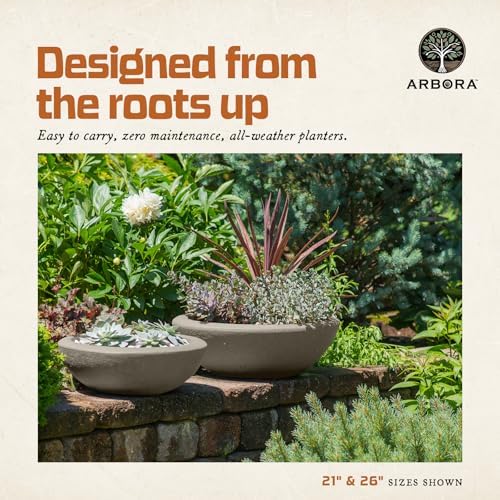 ARBORA 26" Santorini Bowl Planter - Lightweight Polyresin Large Outdoor Pot - Image 4