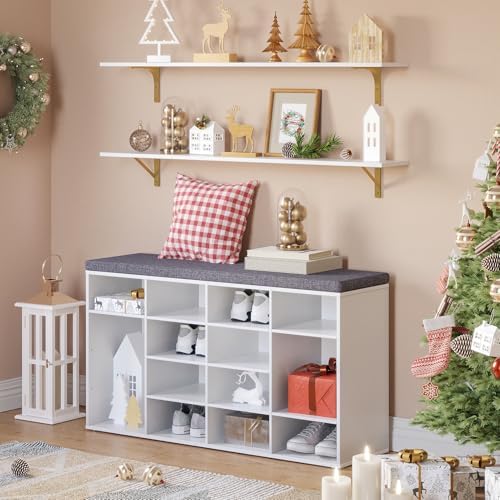 DINZI LVJ Long Wall Shelves, 47.3Inch Wooden Wall Mounted Shelves, Set of 4 - Image 7