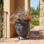 Merax 21.26" H MGO Flower Urn Planter with Drainage, Antique Black by Merax