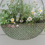2-Piece Green Metal Planter Wall Hanging Baskets Decor Half-Moon Wall Mount Planter Set for Shabby Chic Farmhouse Outdoor Indoor Wall Decor - Image 5