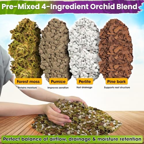 DUSPRO 4in1 Orchid Potting Mix for Repotting,Pre-Mixed & Ready to Use, 20QT - Image 3