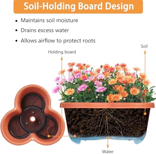 VECELO 5 Tier Vertical Garden Planter, Self Watering Stackable Planters with Wheels for Strawberries, Herbs, Flowers, Vegetables, Red - Image 4