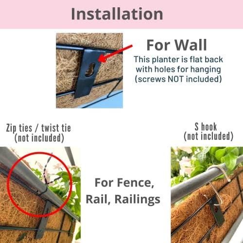 LaLaGreen Window Boxes Planters to Attach House (16 in, 2 Pack) Black Metal - Image 3
