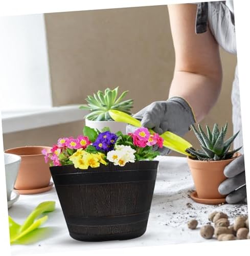 Holibanna Decorative Resin Planter for Outdoor Plants Imitation Grain Flowerpot for Succulents Herbs Ferns Sturdy Wear Resistant for Balcony Garden Use - Image 7