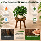 6-Pack Wood Plant Stand, Carbonized for 6-12" Pots Indoor Outdoor - Image 4