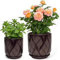 Ceramic Glaze Plant Pot Set 7.2+5.8 Inch Planter with Drainage Hole,Mesh Net,Saucer,for Indoor Outdoor (Leaf-Dark Purple) by Unknown