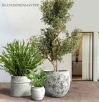 Craft flowerpots 18"+13"+9" Dia Round Concrete Planter Set of 3 Large Outdoor/Indoor Planter Pots Containers with Drainage Holes and Rubber Plug for Home Garden (White, Large) - Image 2