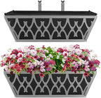 4 Pack 16 Inch Window Boxes Planters Railing Planter Box with Adjustable Brackets & Non-Woven Fabric Plant Grow Bags Deck Railing Planter Boxes Balcony Hanging Flower Box for Outdoor Plants - Image 6