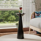 COZAYH Farmhouse Tall Pedestal End Table, Solid Wood Martini Table, Black - Image 6