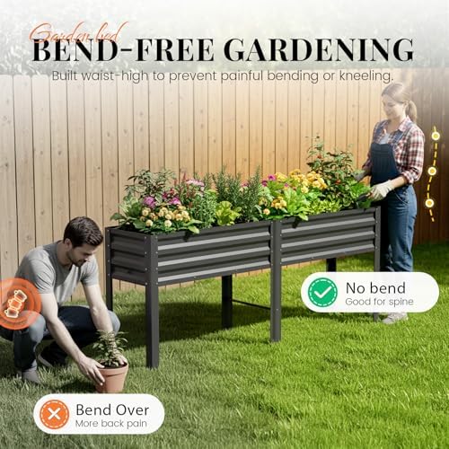 KING BIRD Raised Garden Bed with Legs & Water Storage Tank 80×17×31.5 in - Image 4