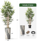Artificial Tree in Geometric Pattern Planter, Fake Bamboo Silk TRE for Indoor and Outdoor Home Decoration - 70" Overall Tall (Plant Pot Plus Tree) - Image 5