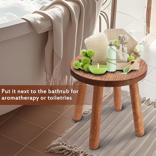 Solid Wooden Stool,Plant Stand,Step Stool,Light Walnut,11.8" H - Image 7