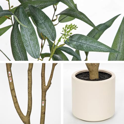 Eucalyptus Trees Artificial Indoor - 6FT Tall Faux Eucalyptus Plants in White Planter, Fake Plant Décor for Farmhouse Bedroom Office Room Hallway Decoration - Image 6