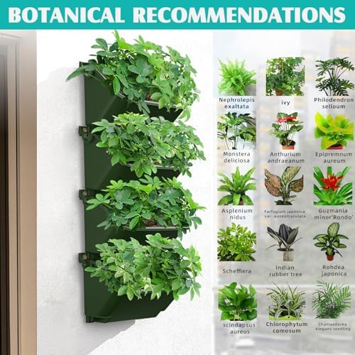 Vertical Wall Planter, 4 Packs Self Watering Wall Planters for Indoor with 3 Pcs Garden Tool Set Vertical Planter Tower for Strawberry Flowers Herbs, 12.9''x5.5'' x26.7'' - Image 2