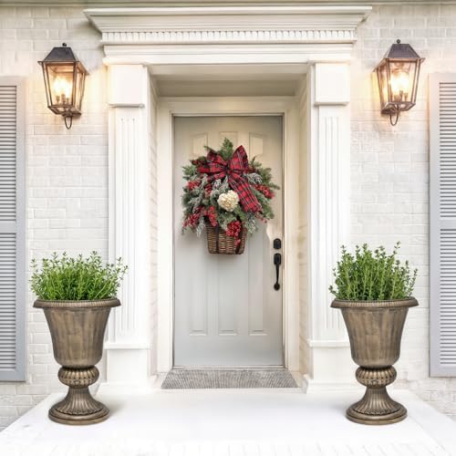 Magshion 20" Urn Planters for Outdoor Plants, Set of 2, Antique Brass - Image 3