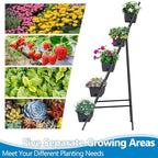 Raised Garden Bed 5 Tier Vertical Planter Standing Herb Garden Elevated Box With Drainage Holes Tall Planters for Outdoor Plants Vegetables Flowers Grey - Image 4