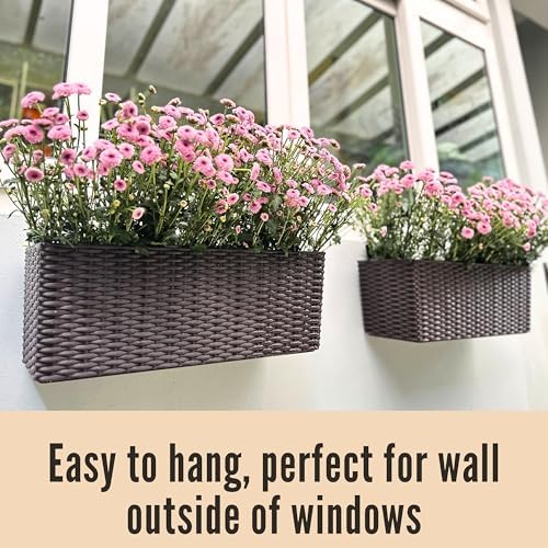LaLaGreen Wall Planters Outdoor (20in, 2 Pack) Hanging Window Flower Boxes - Image 4