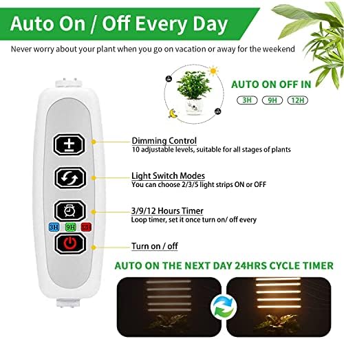 Grow Light Strip - Full Spectrum LED Grow Lights for Indoor Plants, Auto On/Off Timer, 5 Pack (240 LEDs, 10 Dimmable Levels) - Image 3
