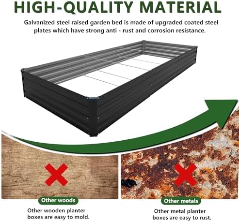 2PCS 12x4x1ft Galvanized Raised Garden Bed Kit,Gardening Planter Box - Image 6