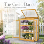 LAZZO Wooden Cold Frame Greenhouses for Outdoors, 2-Tier Garden Cabinet - Image 4