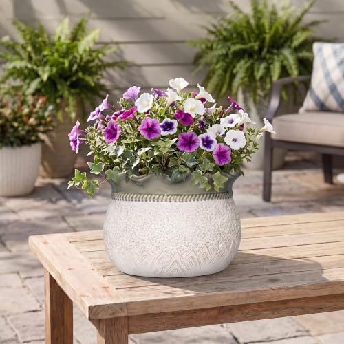 Ceramic Planter, 10 Inch Ceramic Pots for Plants, Beige-Grey - Image 7