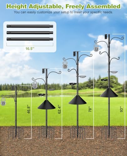 Bird Feeder Pole Squirrel Proof, 93 Inch Heavy Duty Feeder Stand Outdoor - Image 3